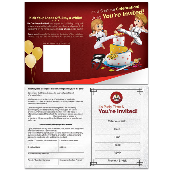 B90Z Bi-Fold Party Invitations w Envelopes - Get Students