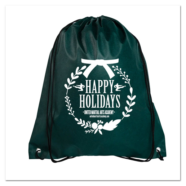 Happy Holidays Drawstring Nylon Bags - Get Students