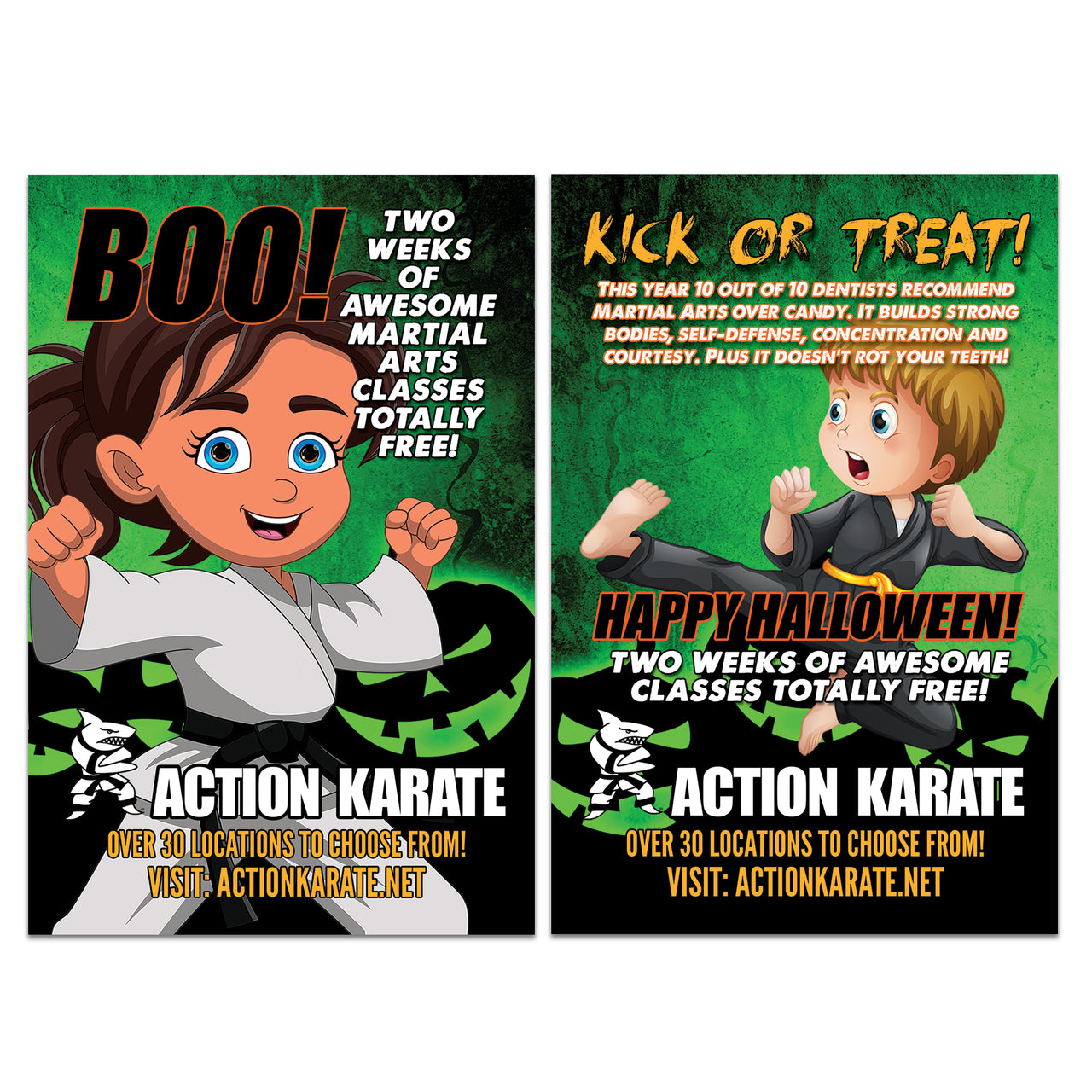 Action Karate Halloween Card