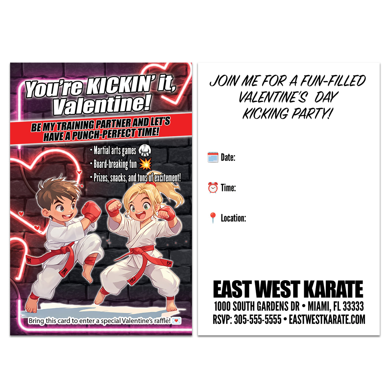 Valentine Kickin Party Card